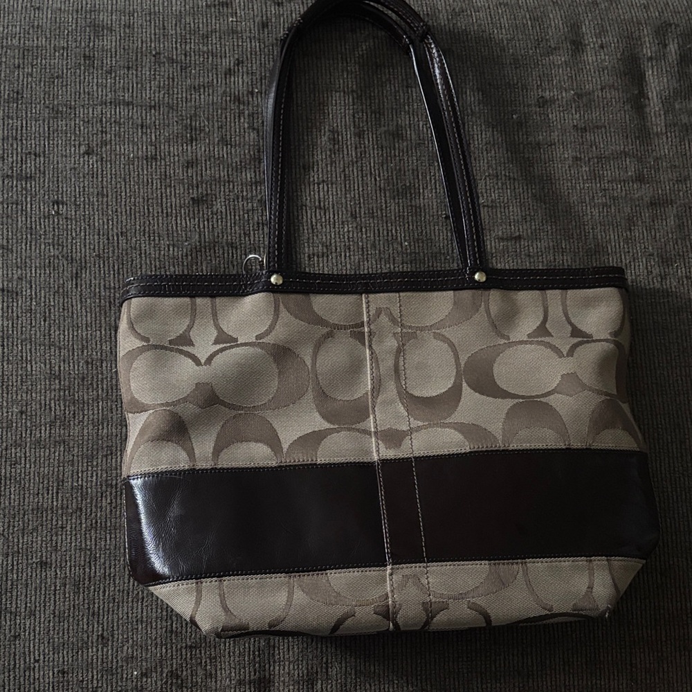 Coach Brown and Tan Signature Tote